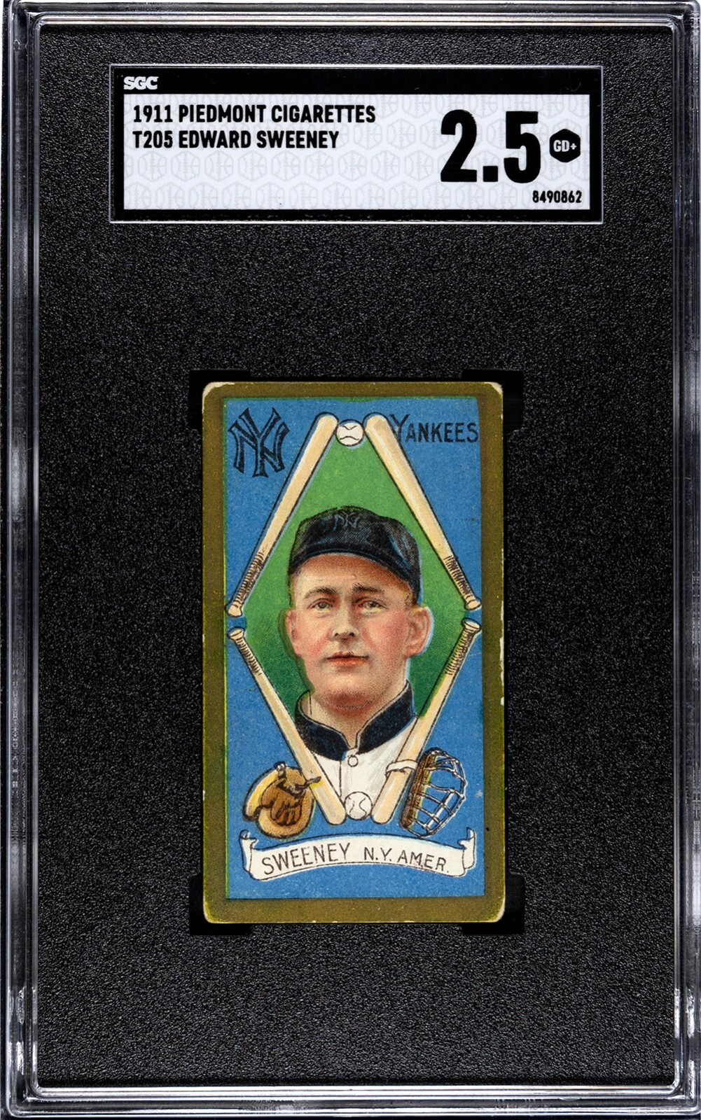 1911 T205 Piedmont JEFF 'ED' SWEENEY New York Yankees SGC 2.5 Good+ Condition