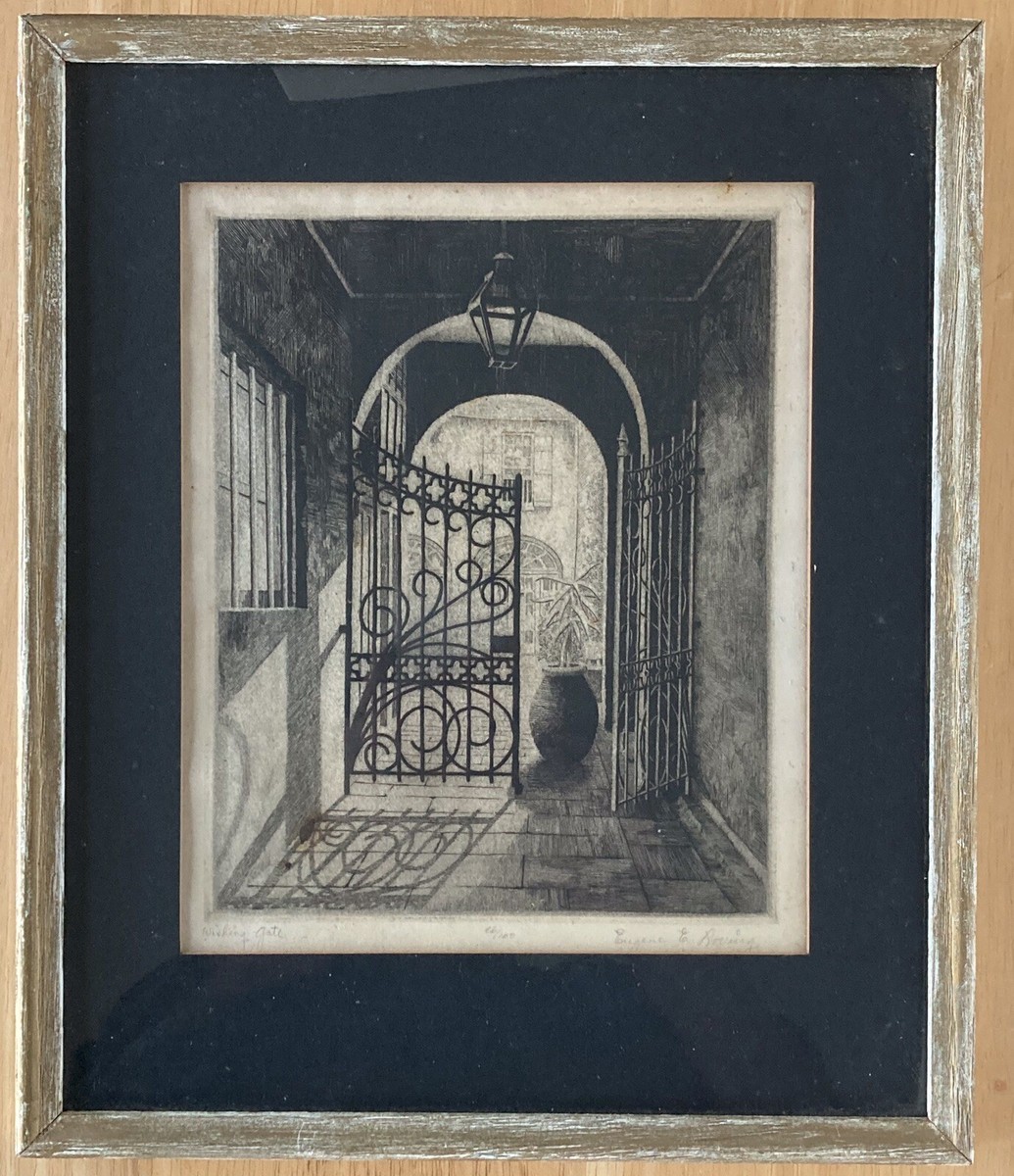 Vintage Eugene E. Loving 1907-71 WISHING GATE Etching New Orleans