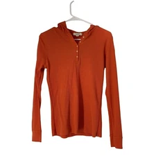 Women’s Active Basic CA Hood Henley Thermal Citrus Waffle Fitted Large Jr 5381