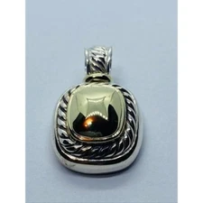 David Yurman Sterling Silver ALBION 14K Yellow Gold Dome Enhancer Pendant