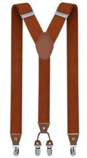 Suspenders for Men - Men's Solid Straight Clip Adjustable Y Back 1 Brown Rust
