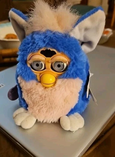 Furby Baby Tiger Electronic Pink White Blue VTG 1999 Tested