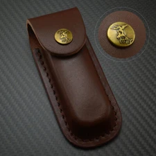Real Leather Sheath Pocket Fit 5" Belt Carrying Multi Tool Folding Knife Case