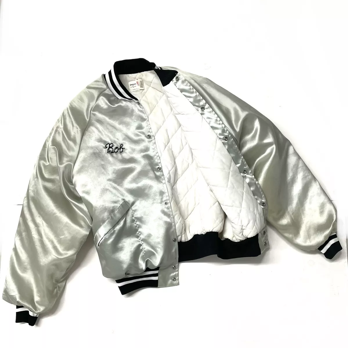 Vintage BN Burlington Northern Rail Yard Silver Satin Bomber