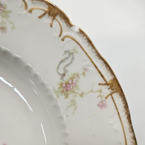 4 Vintage Haviland France Wright Tyndale Van Roden Pink Floral Coupe Soup Bowls - Picture 16 of 17