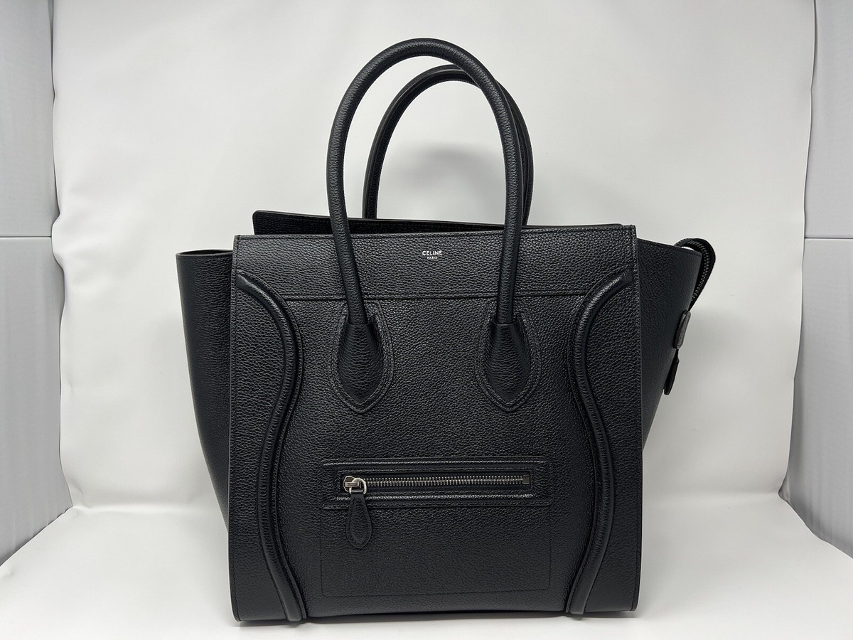 Celine Micro Luggage Handbag in Drummed Calfskin Leather