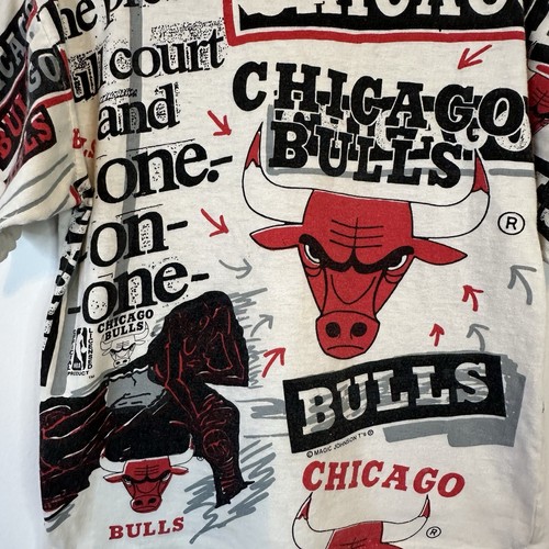 Kids Vintage Chicago Bulls All Over Print T Shirt Youth Small Single Stitch 90’s - Picture 3 of 11