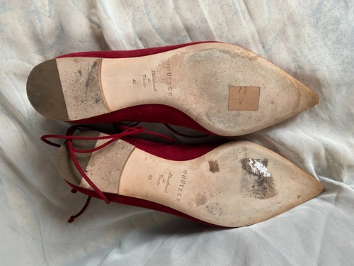 UNUTZER HANDMADE IN VENICE SUEDE FLAT SHOES IN RED LONG LACES 40 9.5 - Picture 3 of 6