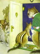 Torrey SAD CHIPMUNK LEAVING HOME 1947 Art Print Matted