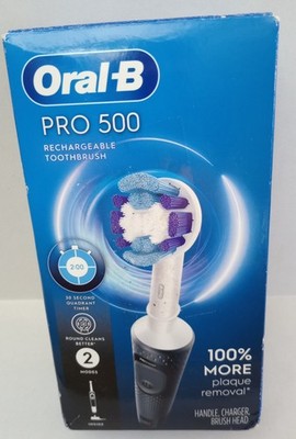 Oral-B Pro 500 Black Rechargeable Toothbrush 2 Modes OPEN BOX