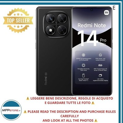 Smartphone Xiaomi Redmi Note 14 Pro 5G 8GB 256GB Schwarz 200MP IP68 Bis - Ovp