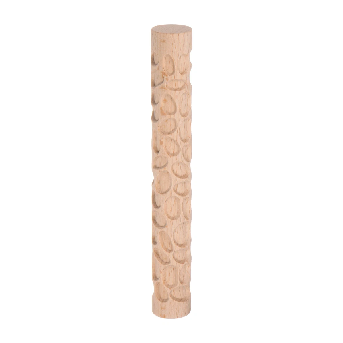 Wood Clay Roller Cobblestone Texture Rolling Emboss Beech 15cm x 2cm