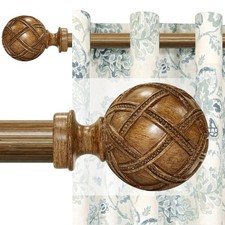 Wood Curtain Rods for windows 84 to 120 Inch 7-10ft : 1 Inch Adjustable Heavy...