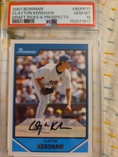 2007 Bowman D P & Prospects Prospects Futures Game Clayton Kershaw PSA 10