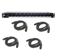 Chauvet DJ Lighting Data Stream Universal Dmx Optical Splitter & (4) Dmx Cables
