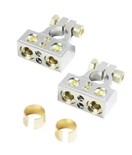 2 Packs Battery Terminal Connectors,Positive and Negative Battery Silver