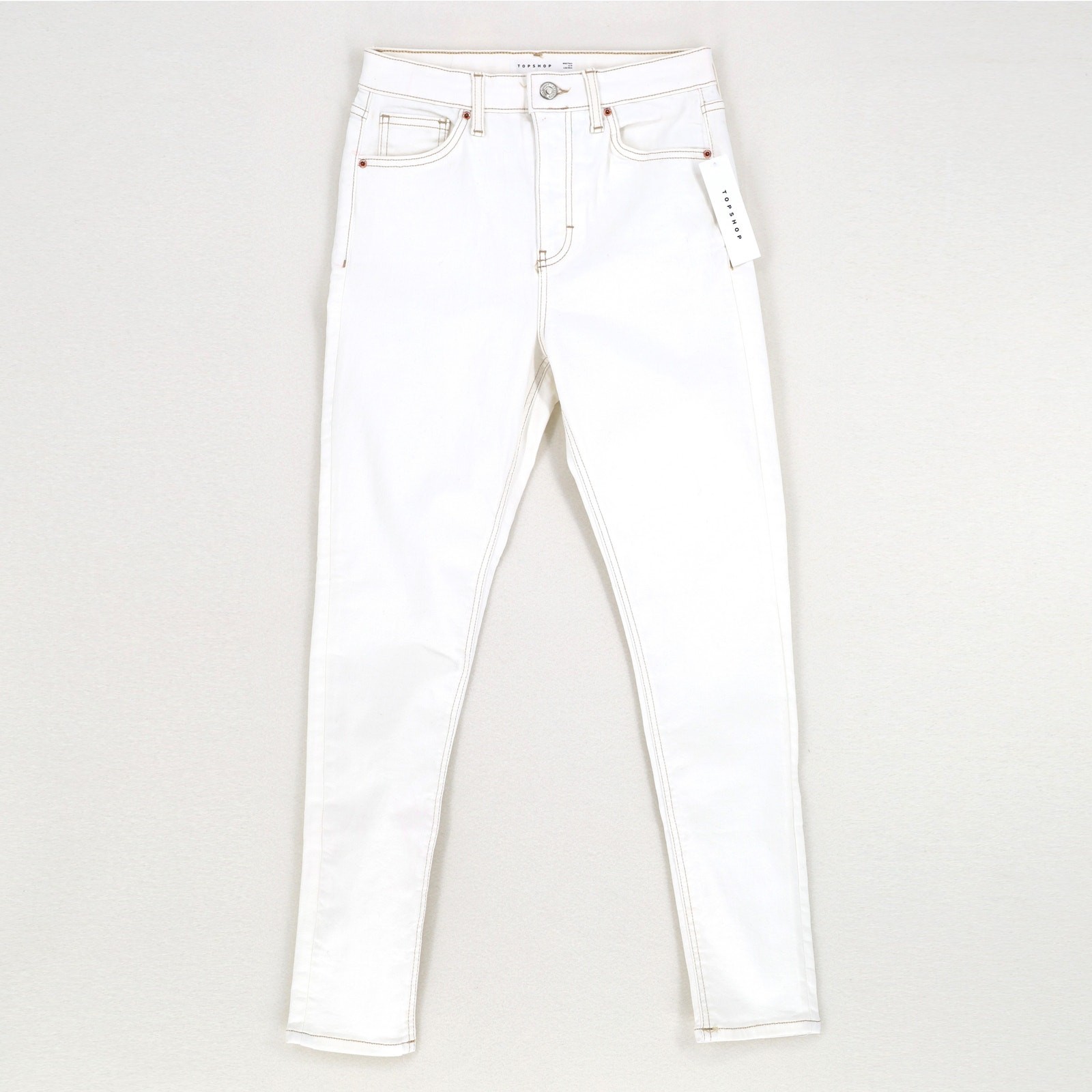 Topshop Women White Cotton Denim Jamie Casual High Rise Skinny Jeans Size US 8