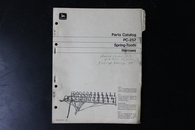 John Deere PC-257 Parts Catalog Spring-Tooth Harrows Manual