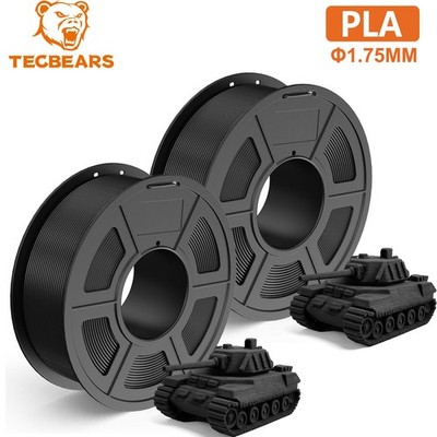 TECBEARS 2KG PLA Filament 1,75mm Schwarz 3D-Drucker Filament für Spielzeug DE