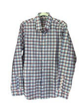 Express Fitted Men's Plaid Shirt Long Sleeve Button-Down Shirt Size L 16/16.5