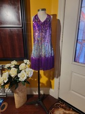 Weissman Girl  s Purple Sequin Fringed Leotard Dance Costume Size 1C