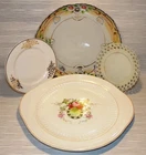 Mismatched China Dessert Plates (4) Victorian Vintage Style Florals Milk Glass