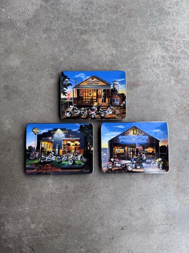 Harley Davidson Franklin Mint Plates By Paul Costello, Set Of 3 Fine Porcelain