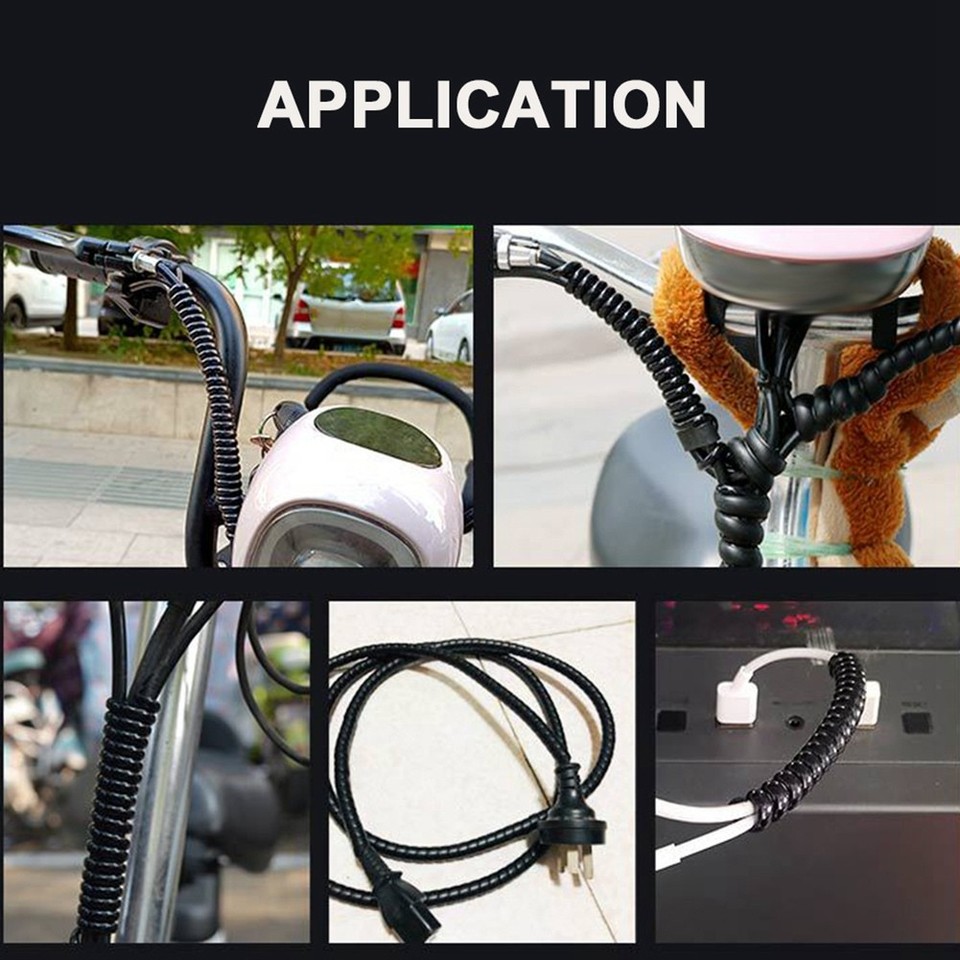 6 Spirales Protectrices De Câbles 1m – Noir – Pour Vélo électrique, Moto – Neuf