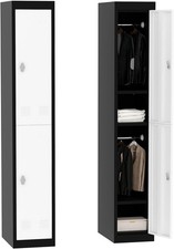 Metal Locker Storage Cabinet Cupboard 71" Tall Lockable Metal Locker with 2 Door