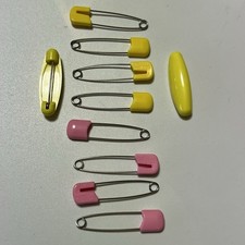 Lot of 10 Vintage Diaper Pins Pink Yellow Japan