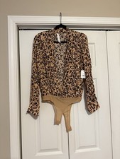 NWT Leopard Print Thong Bodysuit - ASTR Size Small can fit Med