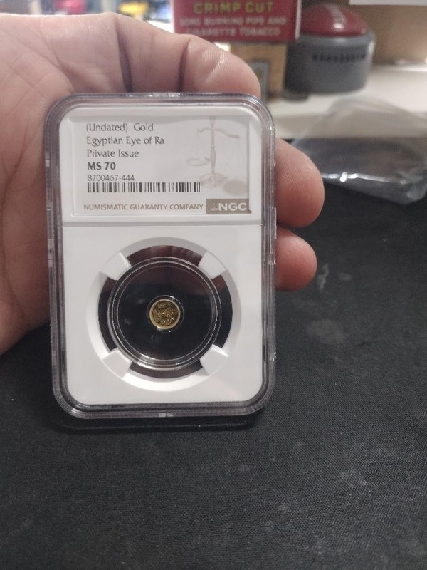 NGC MS 70 Undated Gold Egyptian Eye of Ra Private Issue Coin 8700467-444