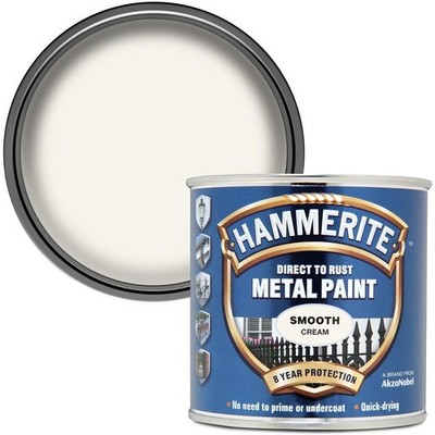 Hammerite Glattmetalllack 250ml Creme Direkt auf Rost 3-in-1 Glanzlack