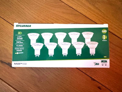 10 LED á 1,69  , Sylvania RefLED, GU10, ES50, 4.2W, 345lm, 36°, warmweiß, OVP
