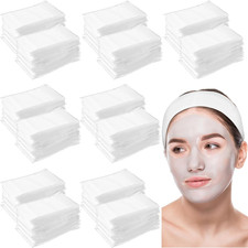 250Pcs Disposable Spa Facial Headbands with Convenient Closure White Stretch Mak