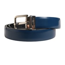 DOLCE & GABBANA Belt Men Blue Classic Leather Metal Buckle 100cm / 40in 360usd