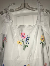 Free Assembly XXL Embroidered Floral Sleevelss White Maxi Dress Tie-shoulder NWT