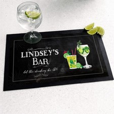 Personalised Gin bar runner mat - Mojito Cocktail Chalkboard effect Home bars