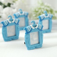 BLUE WHITE 4 Mini 4" PICTURE FRAMES Newborn Clothes Baby Shower Favors Party