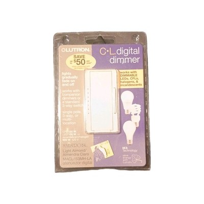 Lutron MAESTRO CL Digital Dimmer MACL-153MH-LA LED CFL Halogen Light Almond