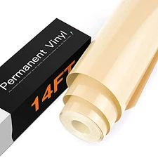 HTVRONT Beige Permanent Adhesive Vinyl Roll 12 in x 14 ft Glossy