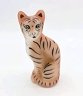 Fenton Art Glass Jungle Series Satin Hand Painted Tiger Cat 5" Figurine Signed