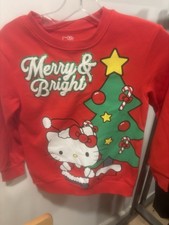 Hello Kitty Christmas Merry  Bright Sweatshirt Girls Kids Small New No Tag