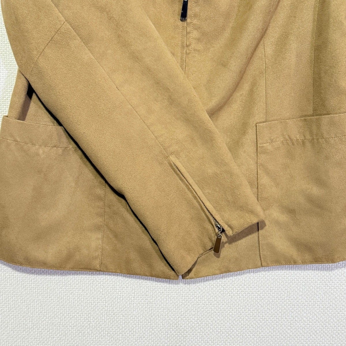 Evan Picone Women's Tan Faux Suede Blazer Jacket Size 10 Zippered