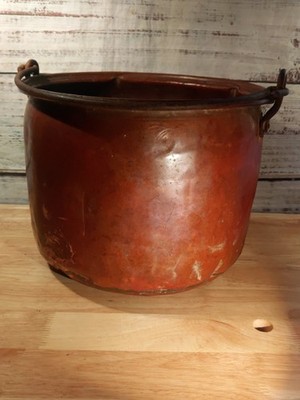 Antique 8X 10-in Copper Pot, Beautiful Patina
