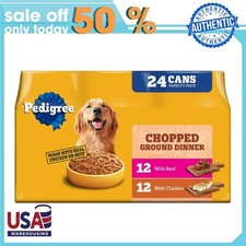 24C Pedigree Chopped Ground Dinner Chicken Beef Variety Pack Wet Dog Food,13.2oz