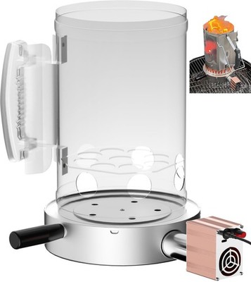 Charcoal Chimney Booster-Charcoal Starter Base & Coal Burner Blower, 10-Minut...