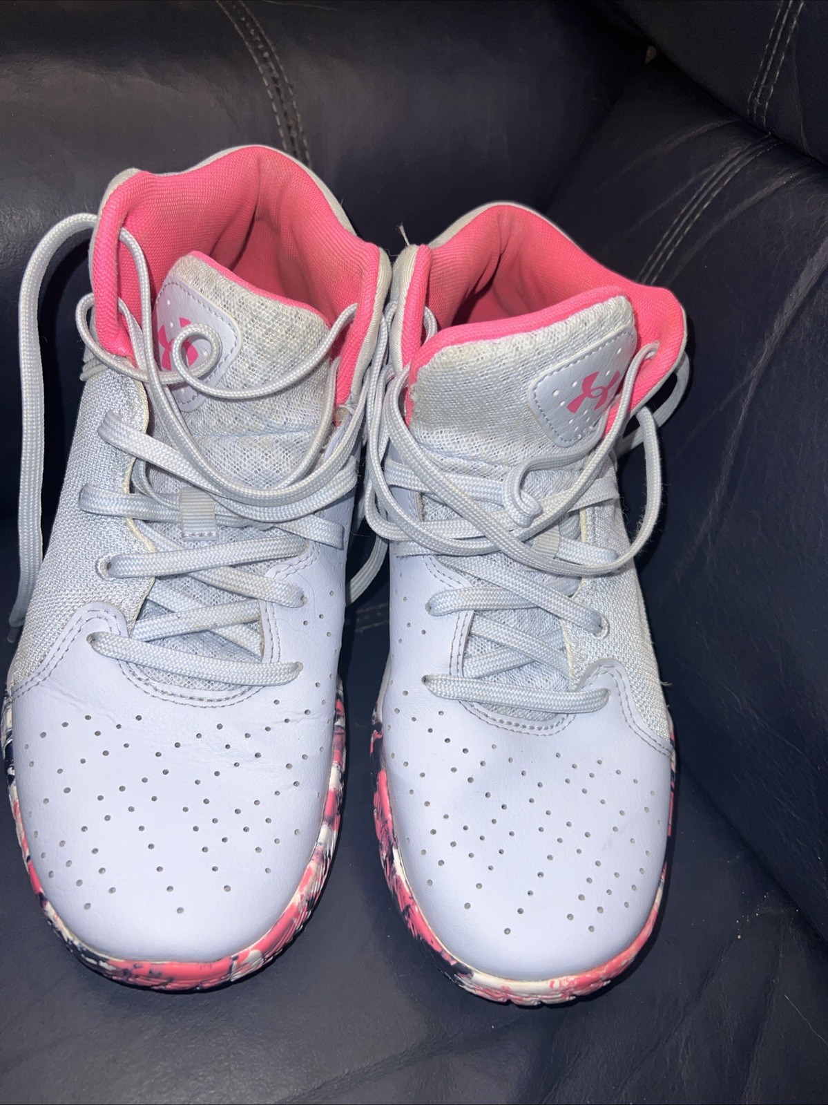 Under Armour Jet 21 Girls Basketball Shoes Blue Multicolor Sz 6.5 Y