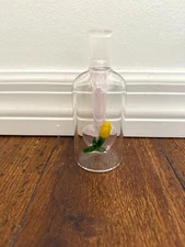 5.25” Premium Glass Water Pipe Ash Catcher Heart Perc 14mm 90degree Clear Pink