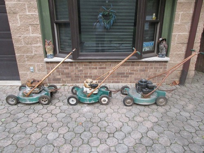 #ad 3 Green Sensation Lawn Mowers Lot Sale Parts 3 Catchers 19 Inch $300.00